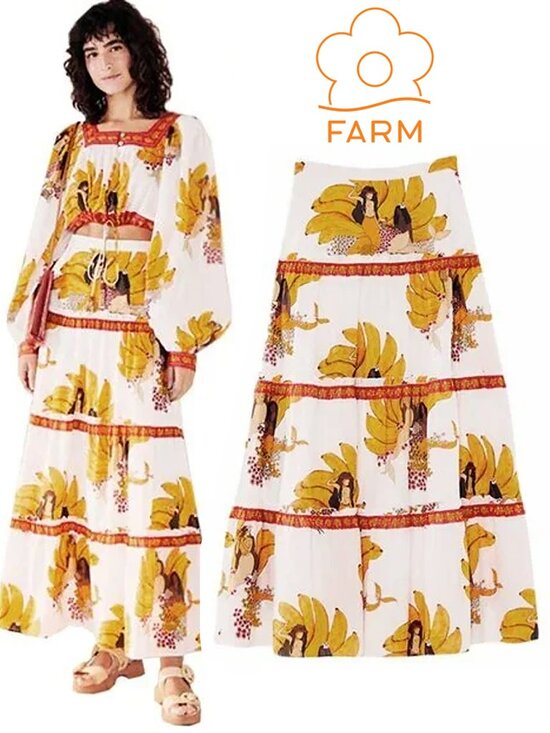 FARM Rio Dresses & Skirts - FARM RIO Off-White Mermaid Bananas Maxi Skirt